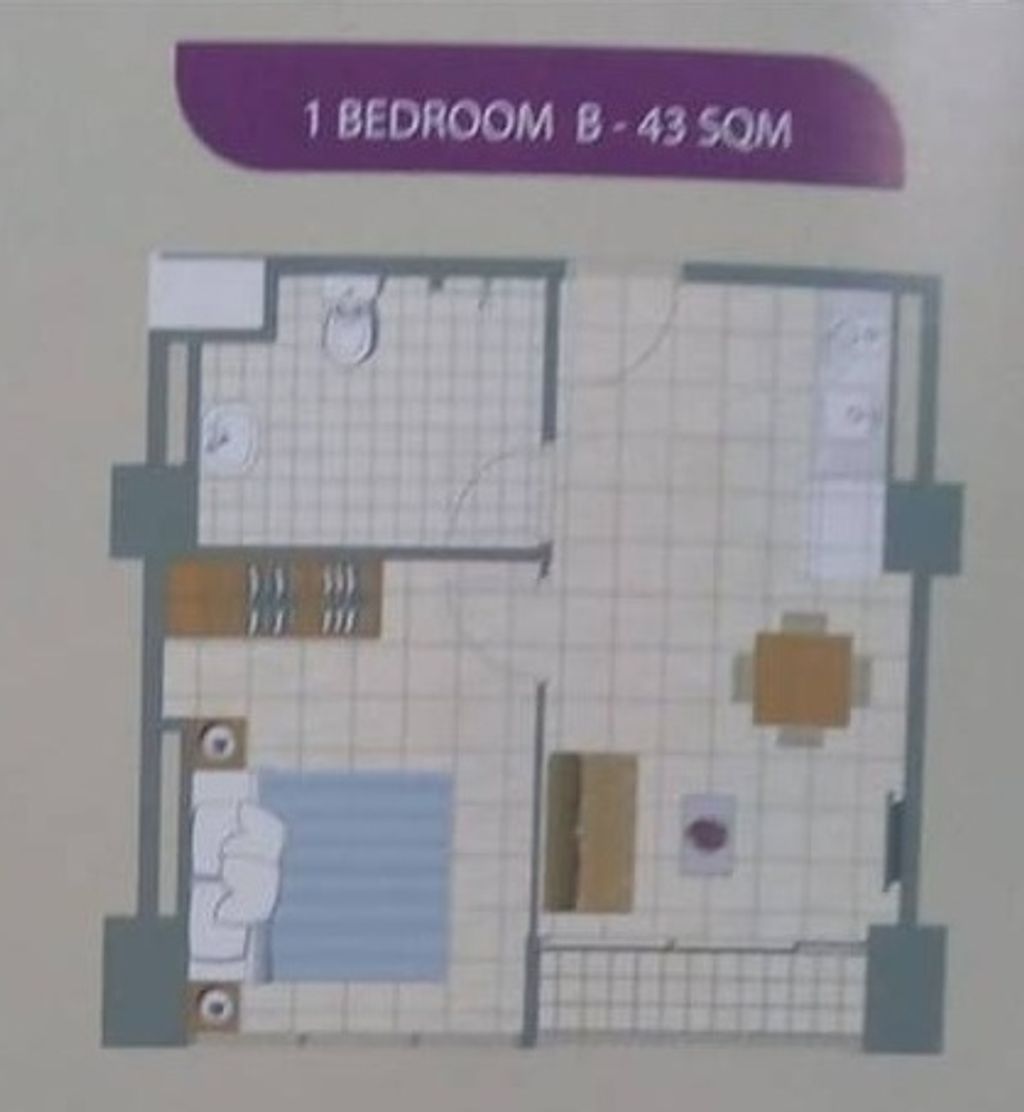 foto denah rumah tipe 1BR-B perumahan Apartemen Callia&Tifolia Pulomas Park Center