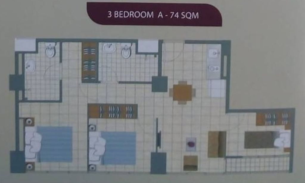 foto denah rumah tipe 3BR-A perumahan Apartemen Callia&Tifolia Pulomas Park Center