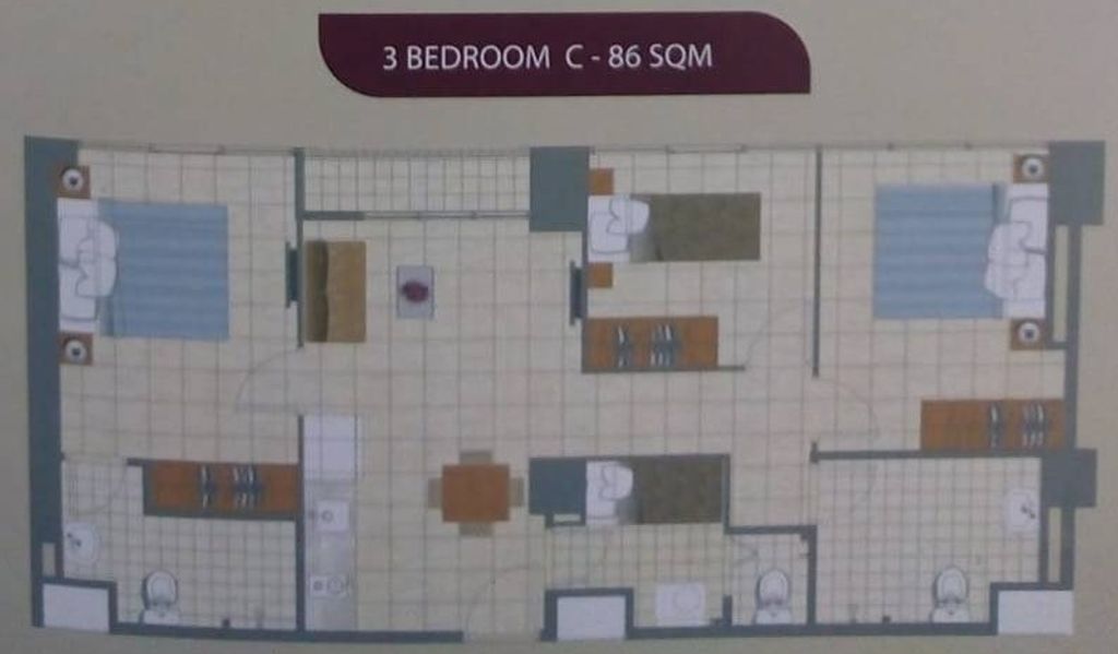 foto denah rumah tipe 3BR-C perumahan Apartemen Callia&Tifolia Pulomas Park Center