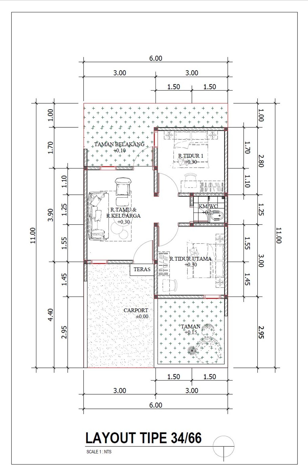 foto denah rumah tipe 34/66 perumahan Parahyangan Residence
