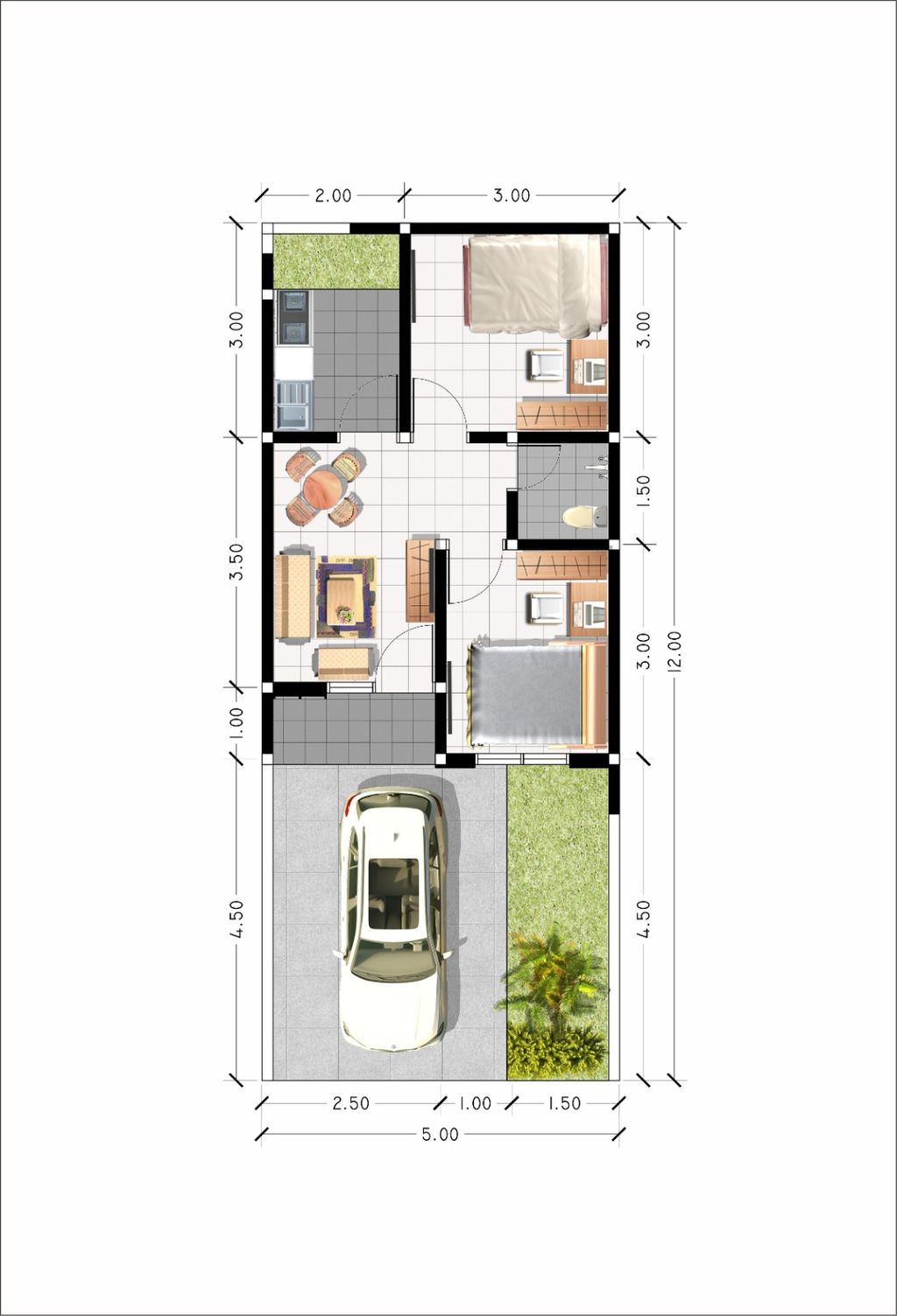 foto denah rumah tipe SUISEN 35X87 perumahan MUARA GARDEN JAVANA