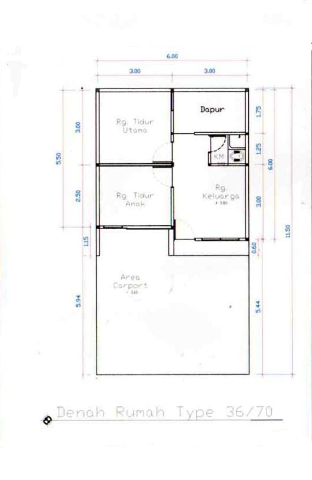 foto denah rumah tipe 36/60 perumahan Padjadjaran Bamboo Residence 3