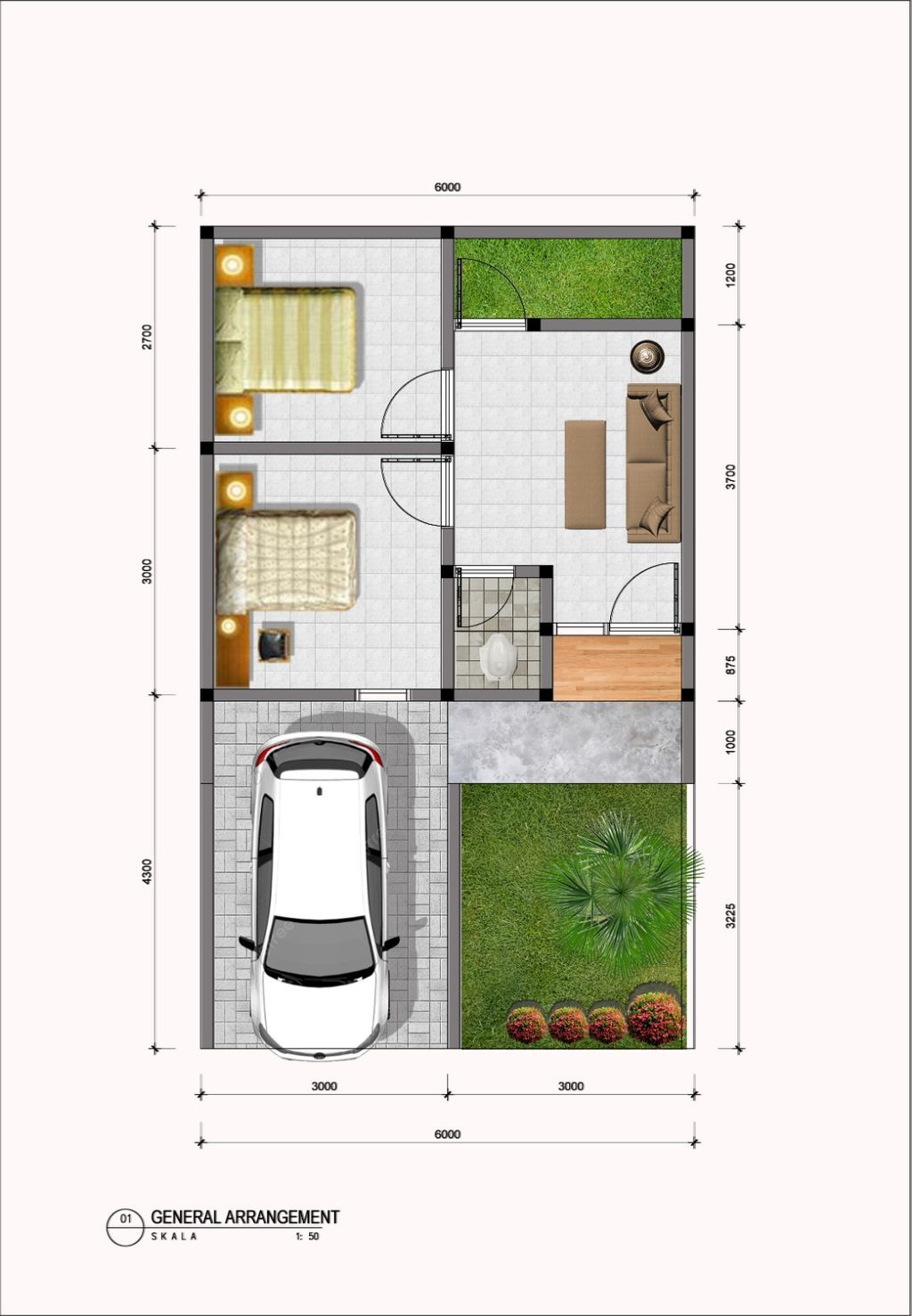 foto denah rumah tipe 30/60 perumahan Pesona Alam Cianjur