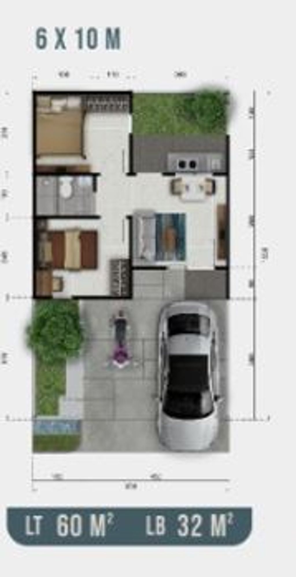 foto denah rumah tipe 32/60 perumahan CITRA SWARNA TEMBONG CITY JUNI 2024