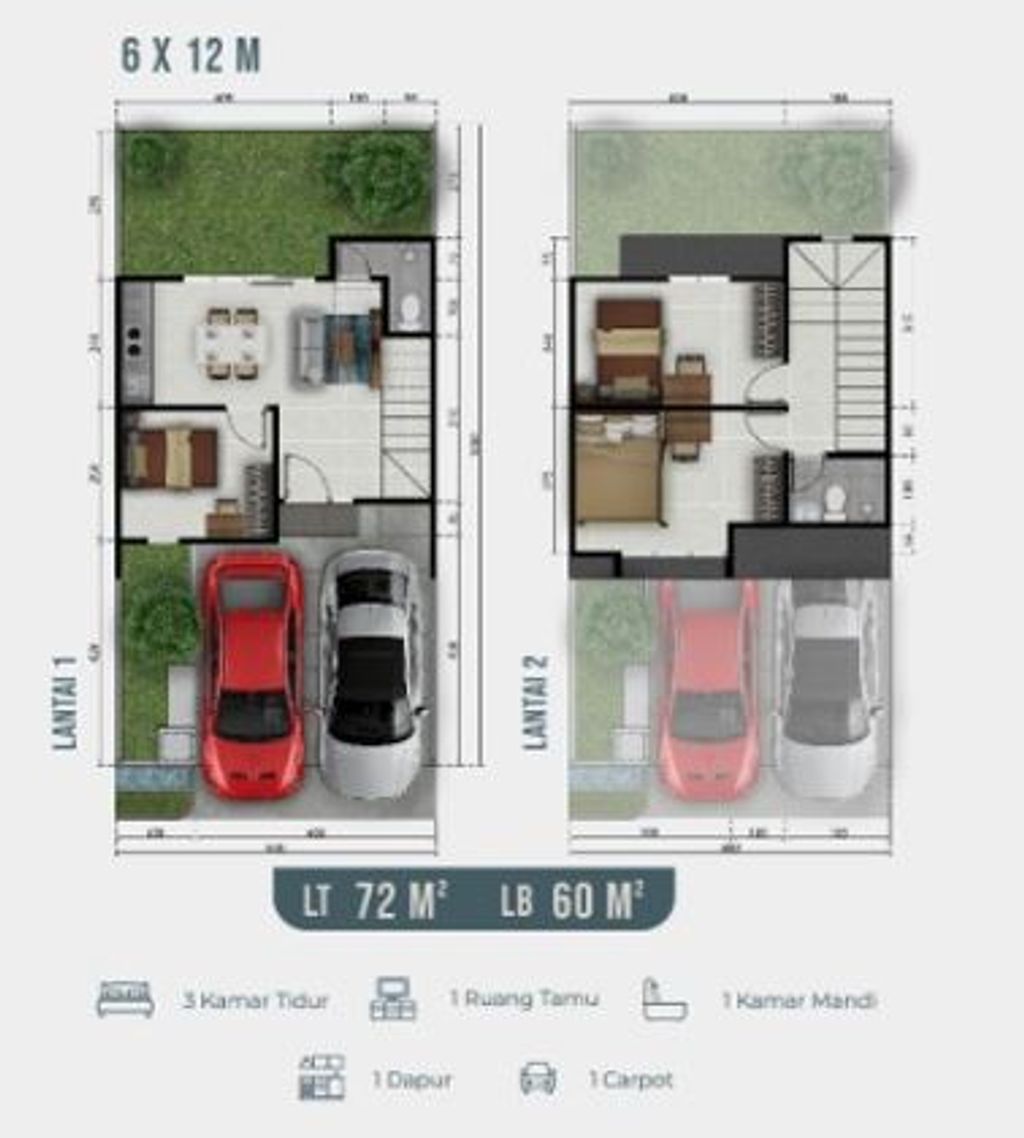 foto denah rumah tipe 60/72 perumahan CITRA SWARNA TEMBONG CITY JUNI 2024
