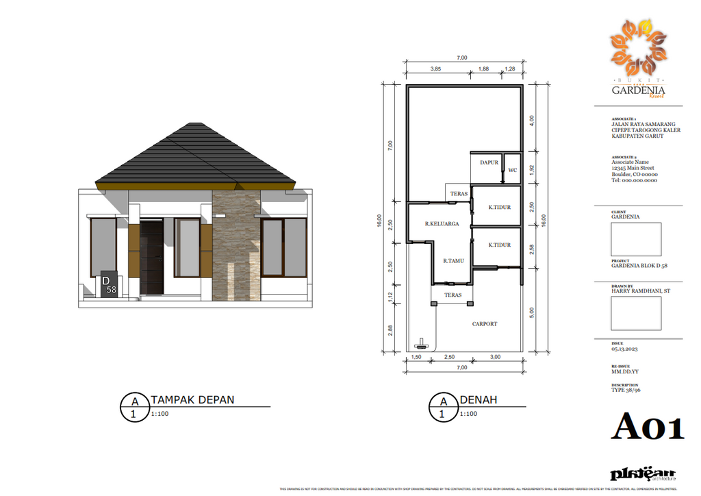 foto denah rumah tipe 38/96 perumahan BUKIT GARDENIA RESORT