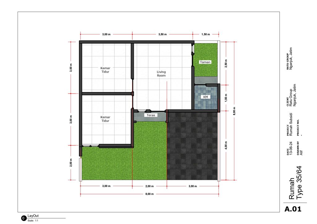 foto denah rumah tipe 36 perumahan mutiara kurungrejo residence