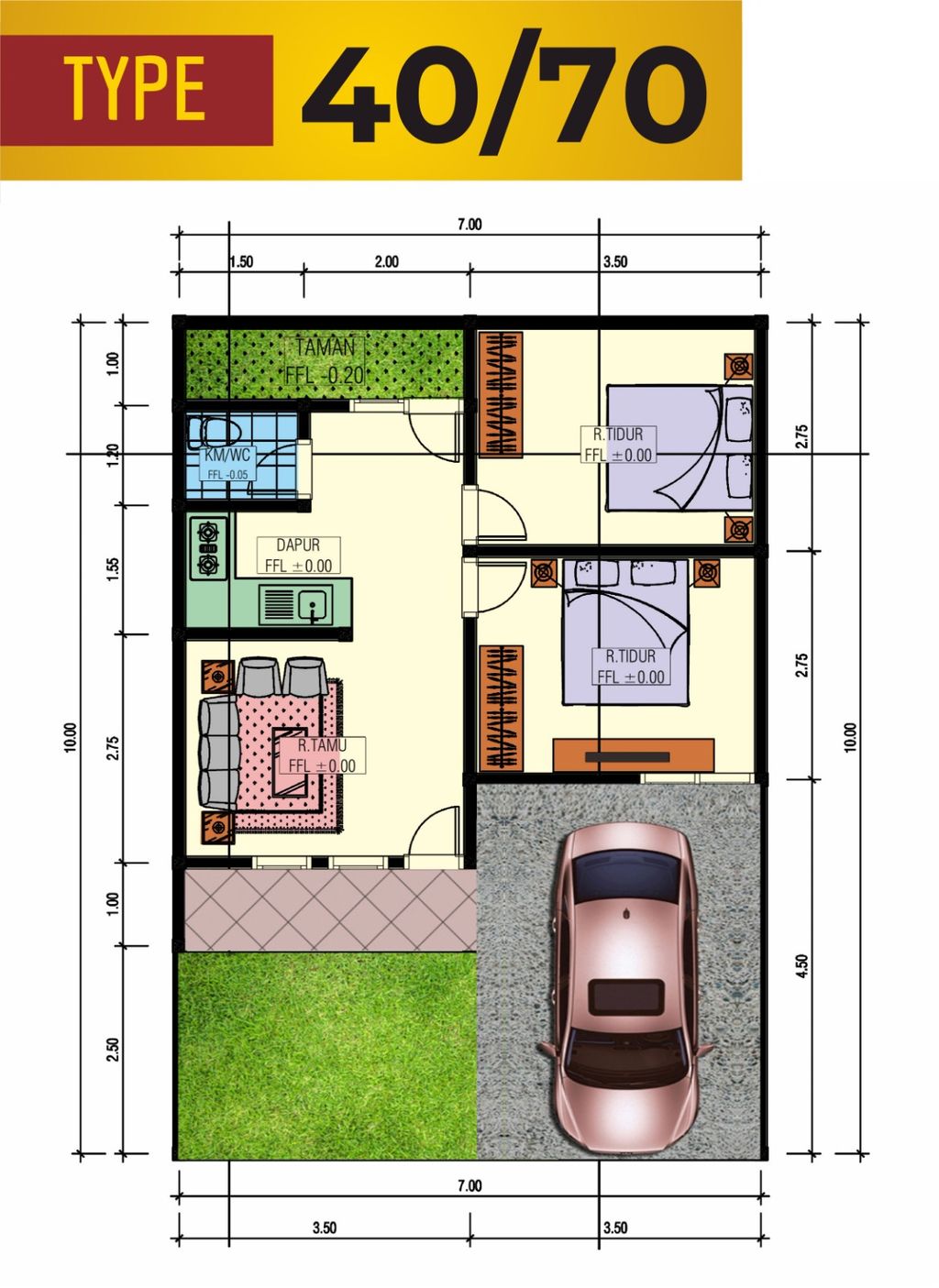 foto denah rumah tipe 40 perumahan mutiara kurungrejo residence