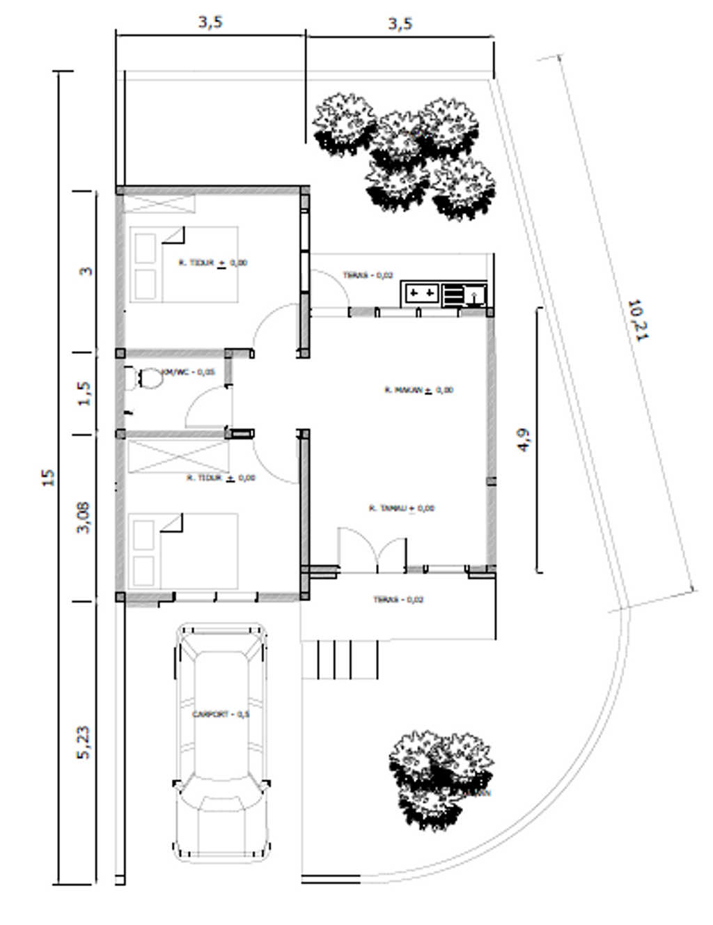 foto denah rumah tipe 43/126 (Tahun 2024) perumahan Sawangan Residence Ideal
