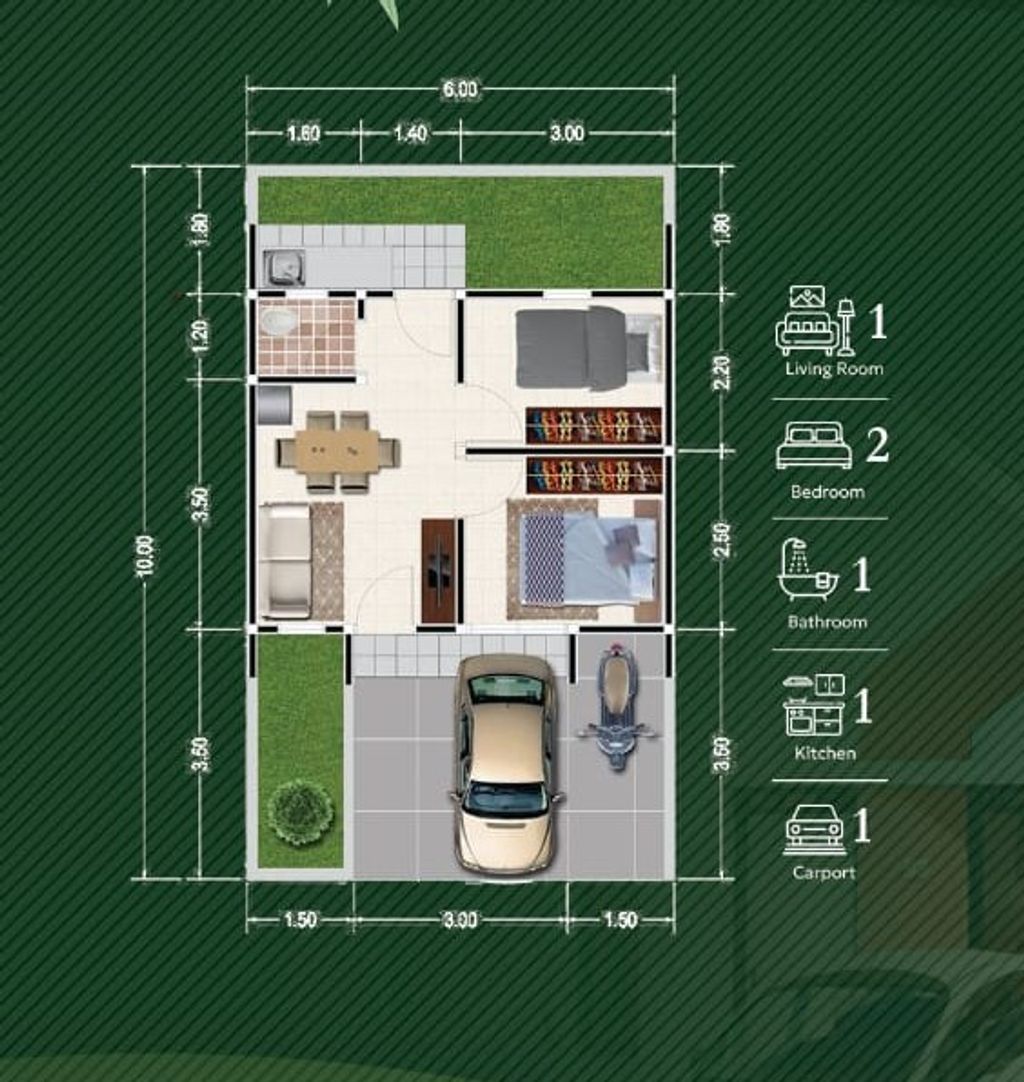 foto denah rumah tipe 29/60 perumahan KOTA SERANG BARU SPS