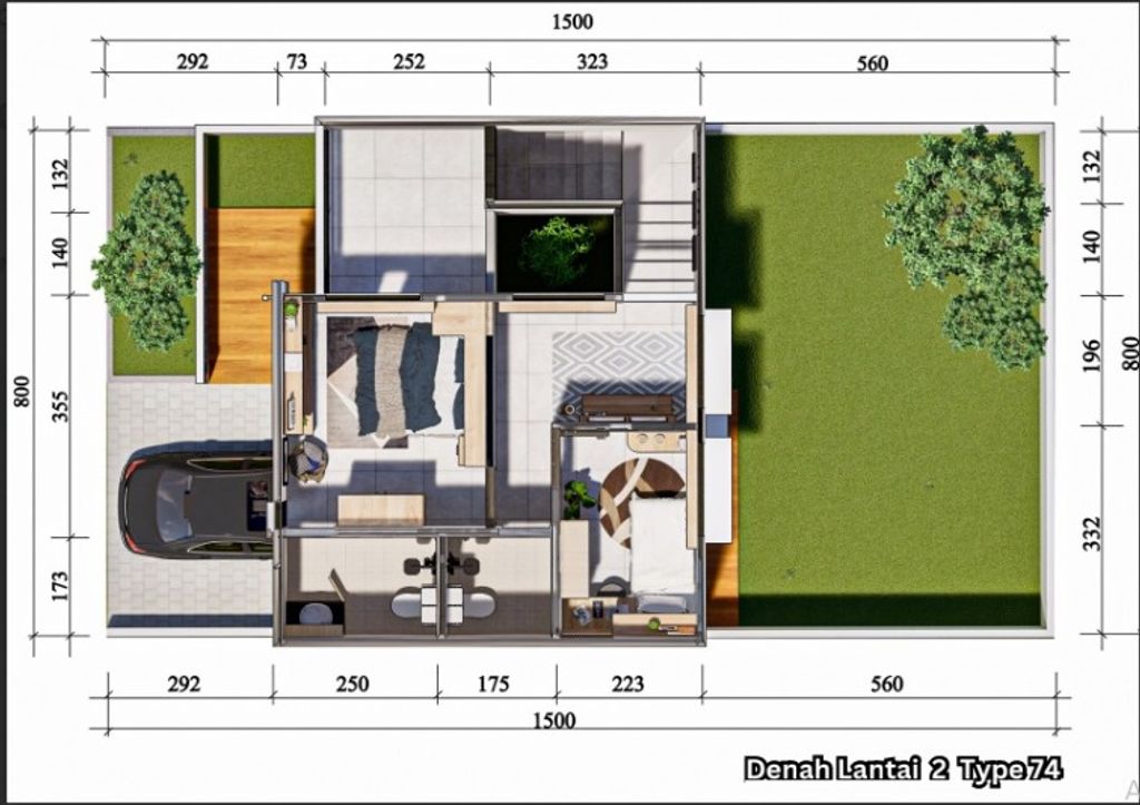 foto denah rumah tipe 74 perumahan Ruby Estate