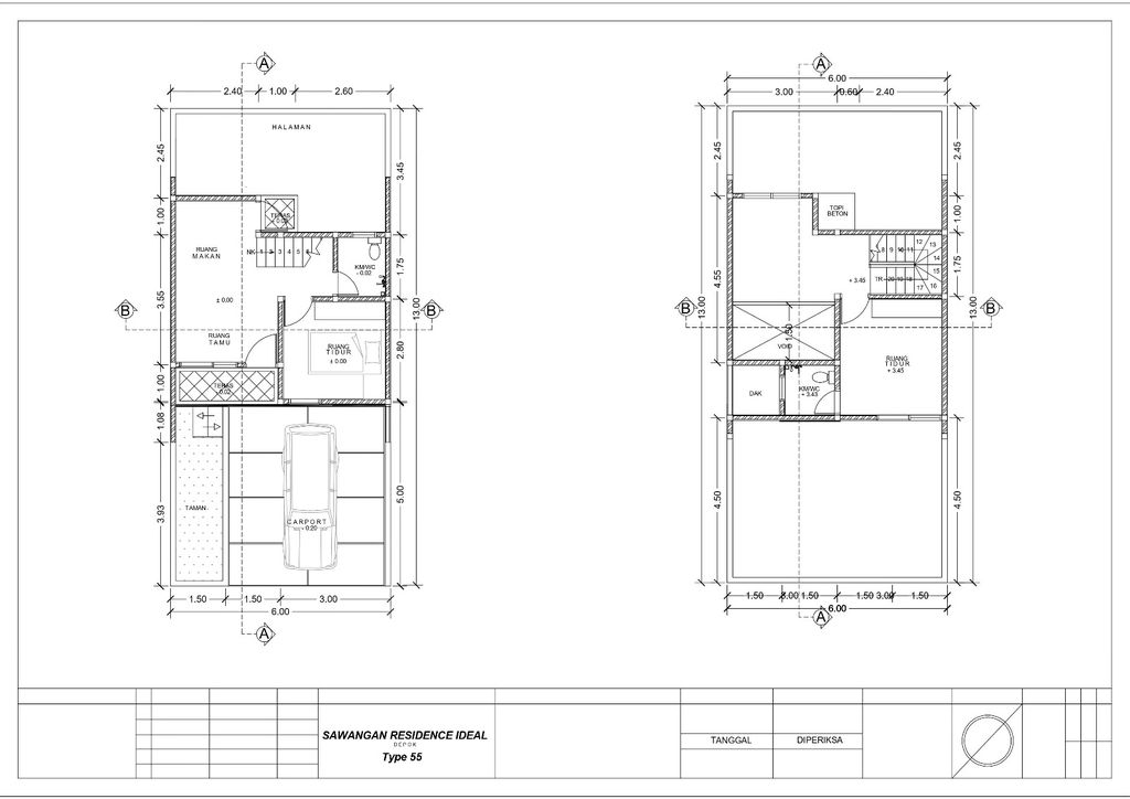 foto denah rumah tipe 55/78 (Tahun 2024) perumahan Sawangan Residence Ideal