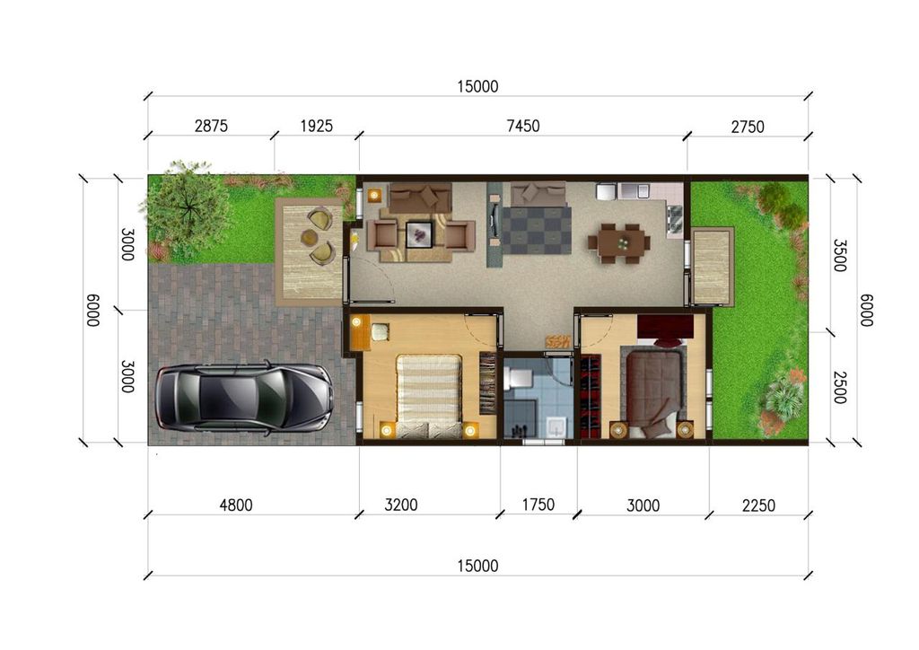 foto denah rumah tipe Gloxinia perumahan Taman Asoka Asri Cluster Delonix