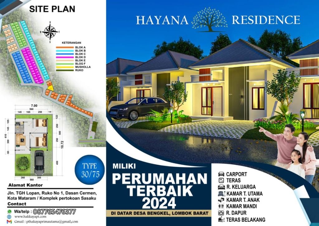 foto tampak rumah tipe 30/75 perumahan HAYANA RESIDENCE