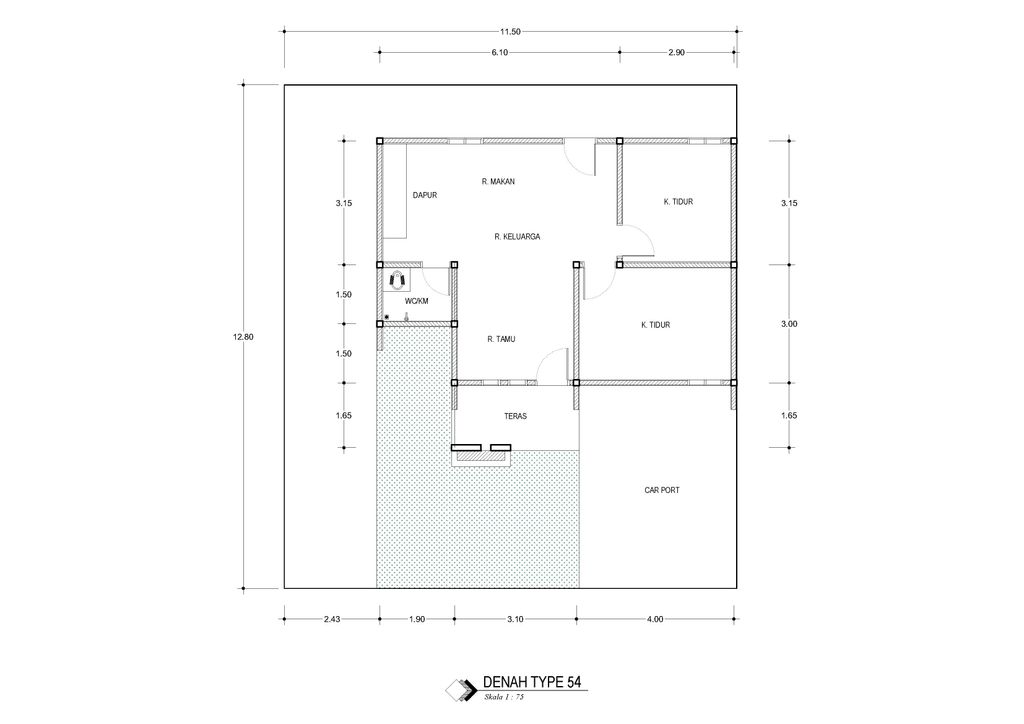 foto denah rumah tipe 54 perumahan AMMAR FARIS RESIDENCE