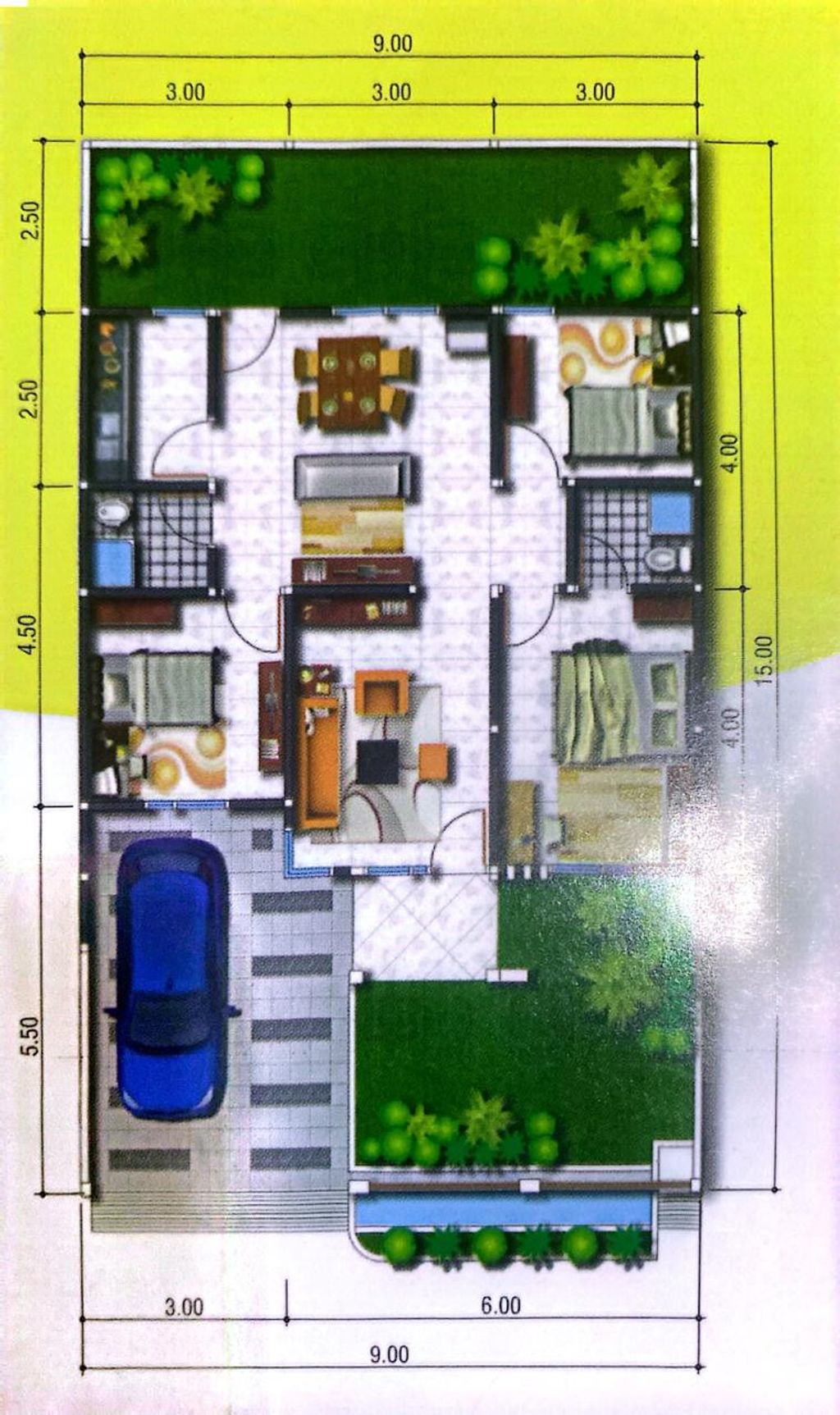 foto denah rumah tipe 72/135 perumahan GRAHA MARINA SWAVENIA