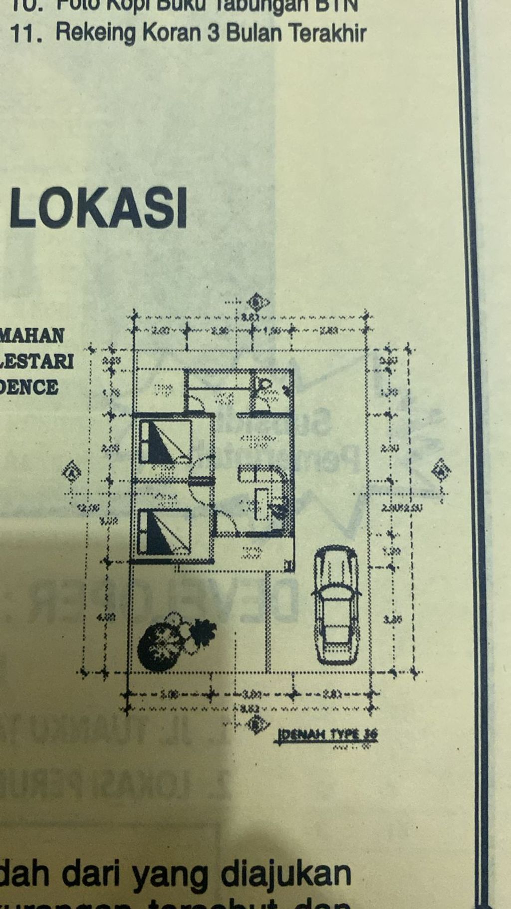 foto denah rumah tipe RSH 36 perumahan KAMPUNG BERLIAN