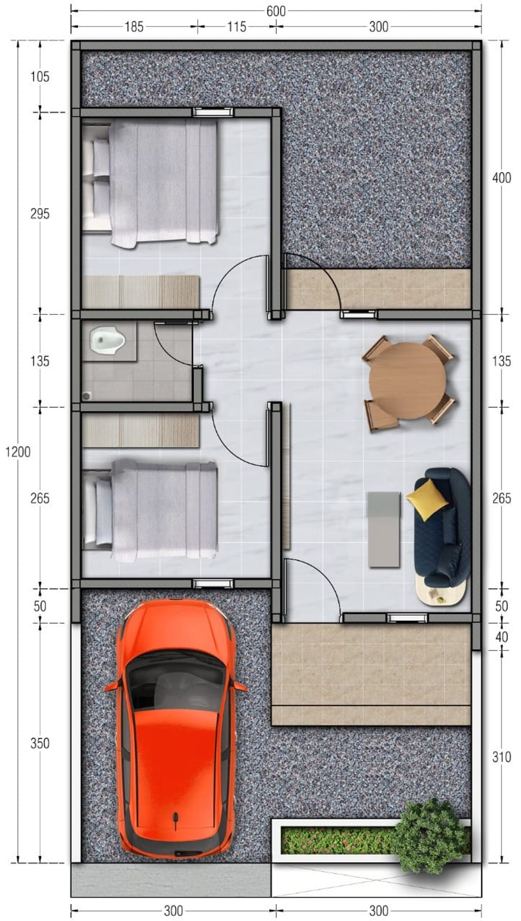 foto denah rumah tipe 36/72 perumahan Graha Mas Residence Tahap 2