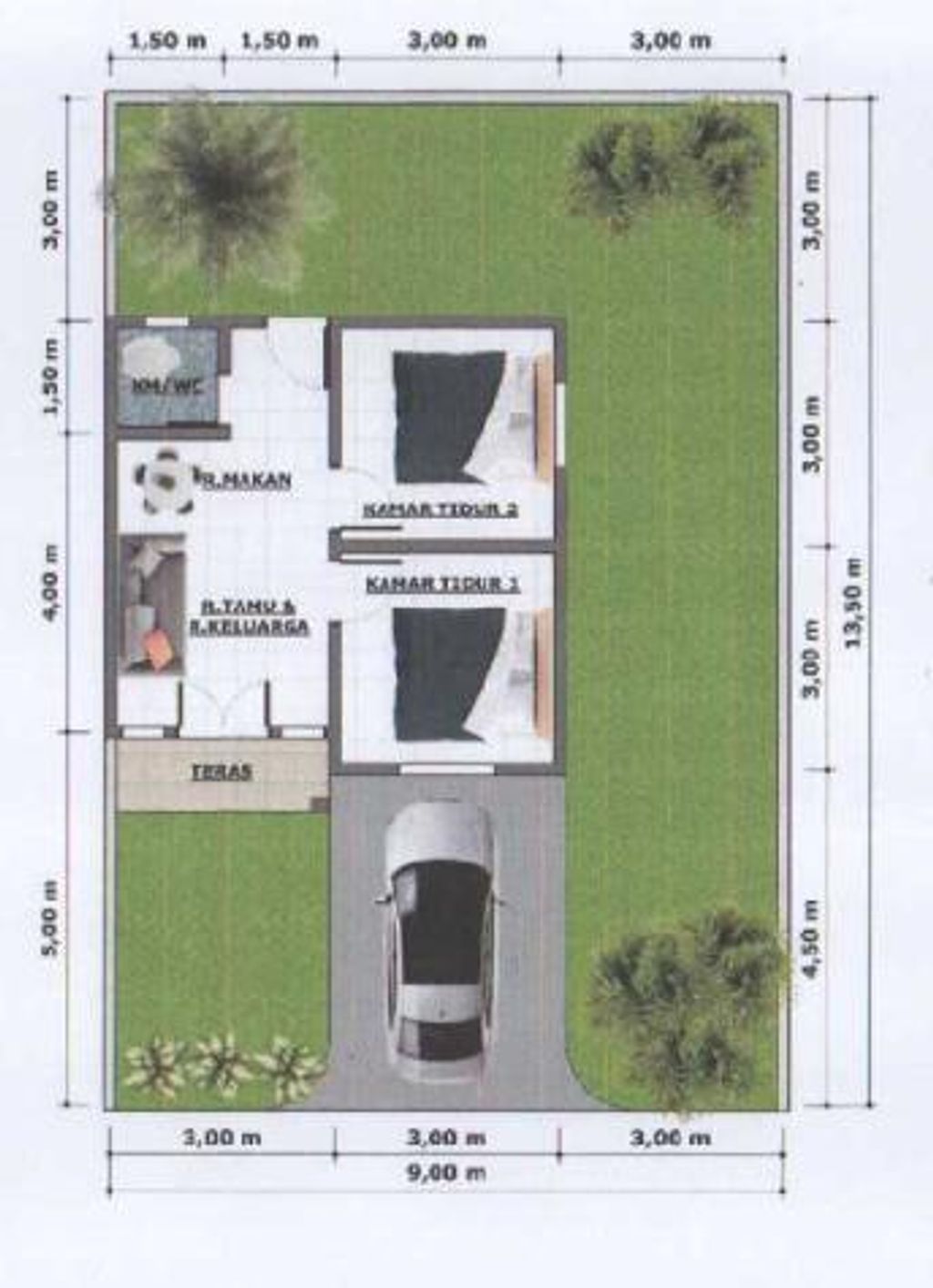 foto denah rumah tipe 36/108 m2 perumahan PANE INDAH
