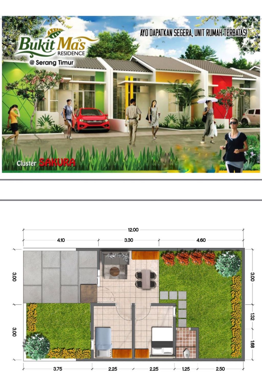 foto denah rumah tipe 28/72 perumahan Bukit Mas Residence Tahap 2