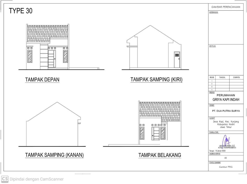 foto tampak rumah tipe 30/60 perumahan Griya Kapi Indah