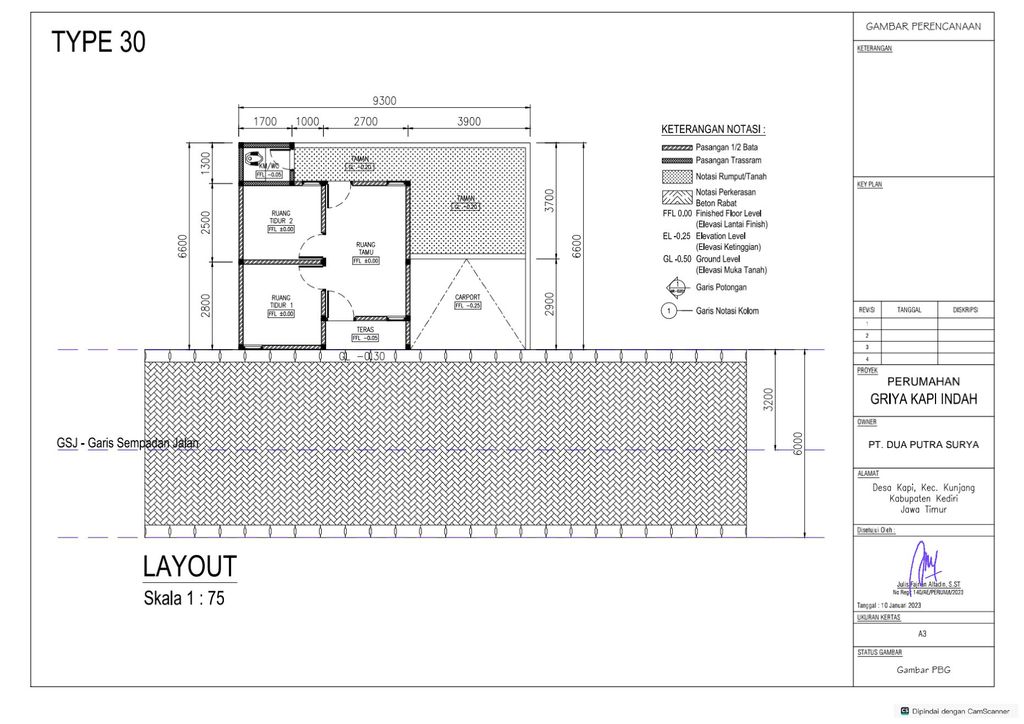 foto denah rumah tipe 30/60 perumahan Griya Kapi Indah