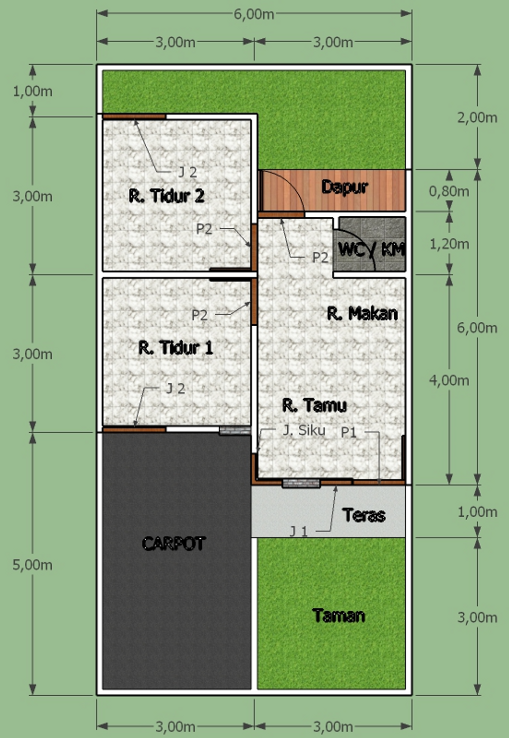 foto denah rumah tipe 30/72 perumahan GRIYA CITRA DEWATA 4
