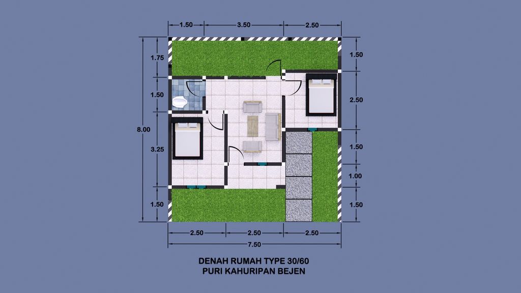 foto denah rumah tipe 30/60 perumahan PERUMAHAN PURI KAHURIPAN BEJEN