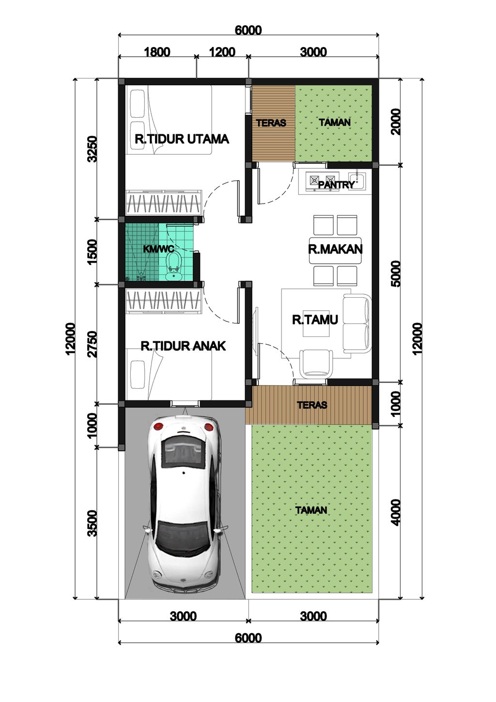 foto denah rumah tipe 72/39 B-5 perumahan KSO PURI CEMPAKA