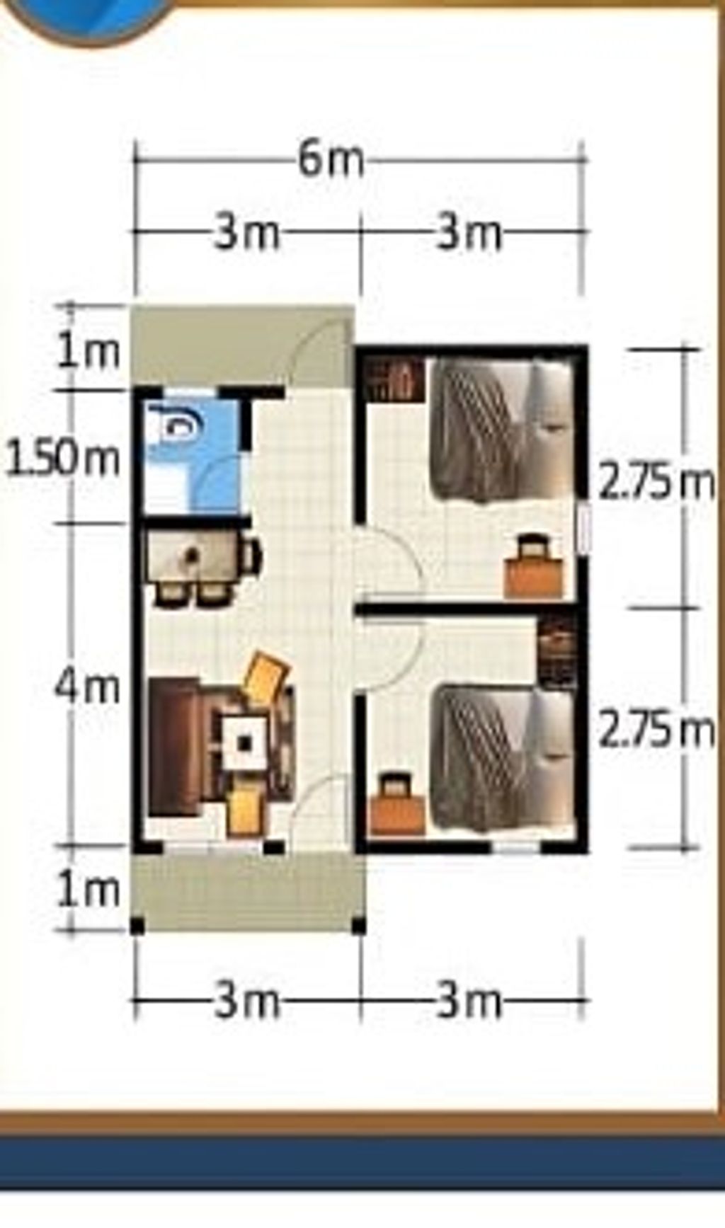 foto denah rumah tipe BANUA -A SUBSIDI perumahan Banua Asri Talawang