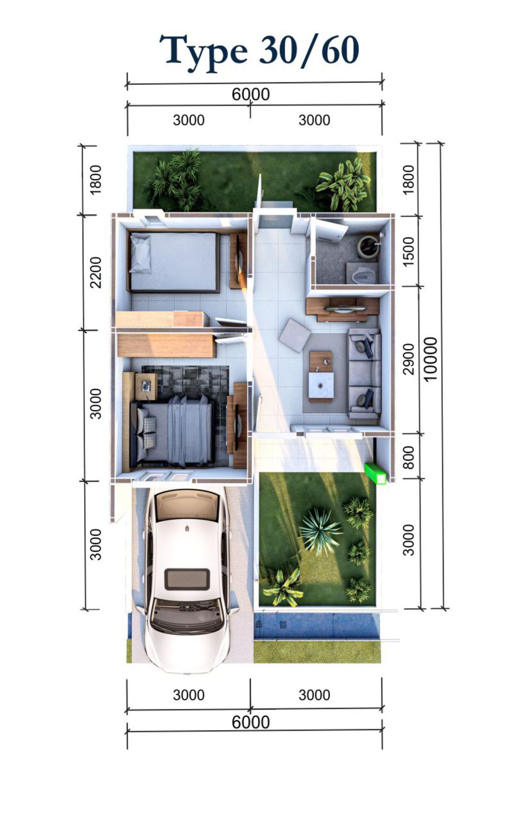 foto denah rumah tipe 30/60 perumahan PESONA KAHURIPAN 9 TAHAP 2