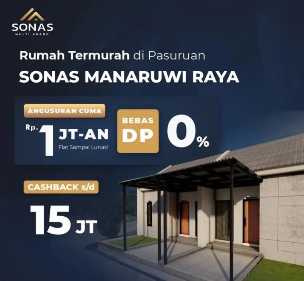 foto tampak rumah tipe SUBSIDI perumahan SONAS MANARUWI RAYA