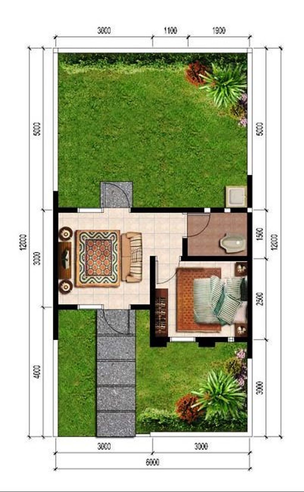 foto denah rumah tipe Bougenville 21/72 perumahan Harmoni Residence