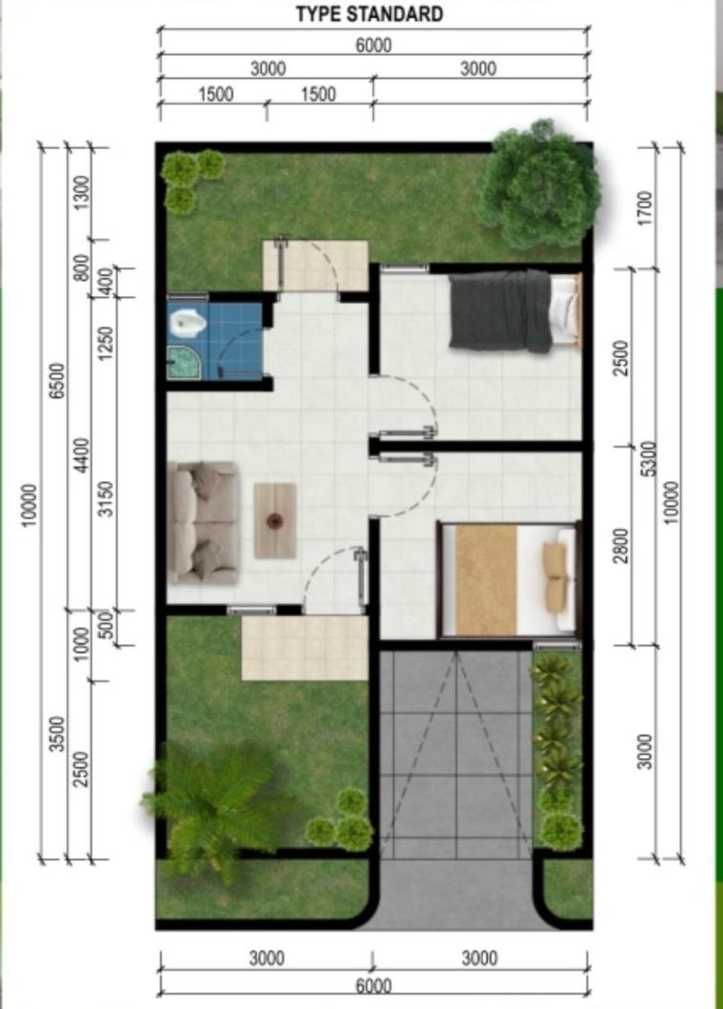 foto denah rumah tipe 30/75 perumahan GIA EDELWEISS