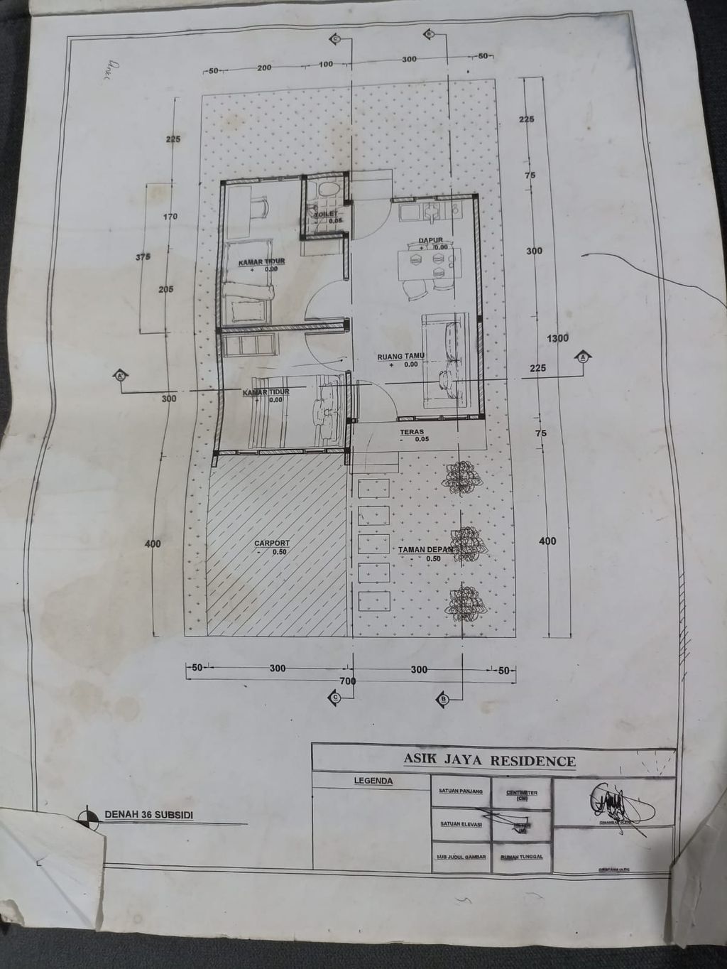 foto denah rumah tipe 36 subsidi (subsidi) perumahan Asik Jaya Residence III