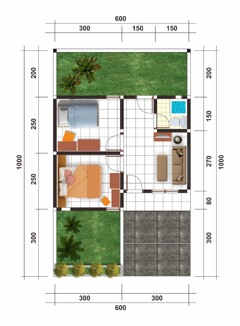 foto denah rumah tipe Subsidi perumahan DAI PERSADA RESIDENCE 2 TAHAP 2
