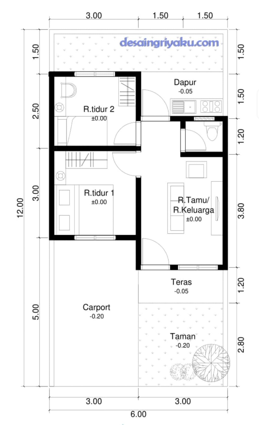 foto denah rumah tipe 36 perumahan RAFFLES HILL RESIDENCE