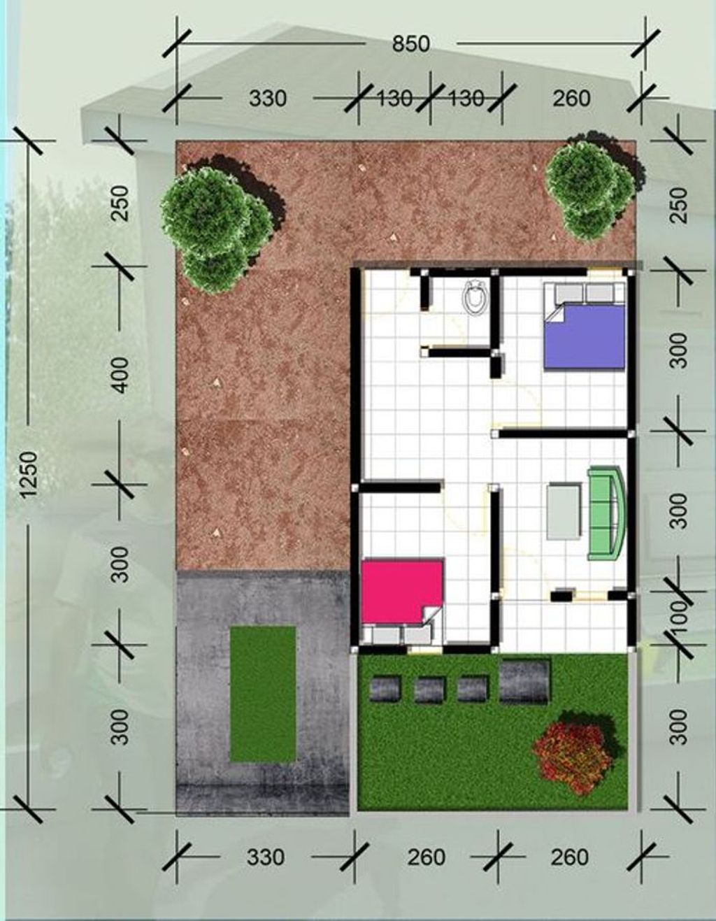 foto denah rumah tipe 36 SUBSIDI 2024 perumahan BUMI PERMATA LAYANA INDAH  