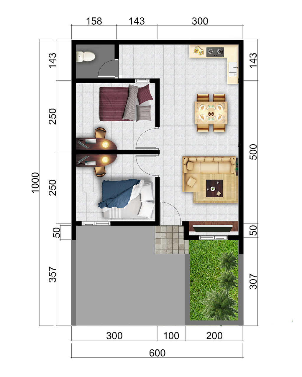 foto denah rumah tipe 36/60 perumahan Green Sakanti Ungaran