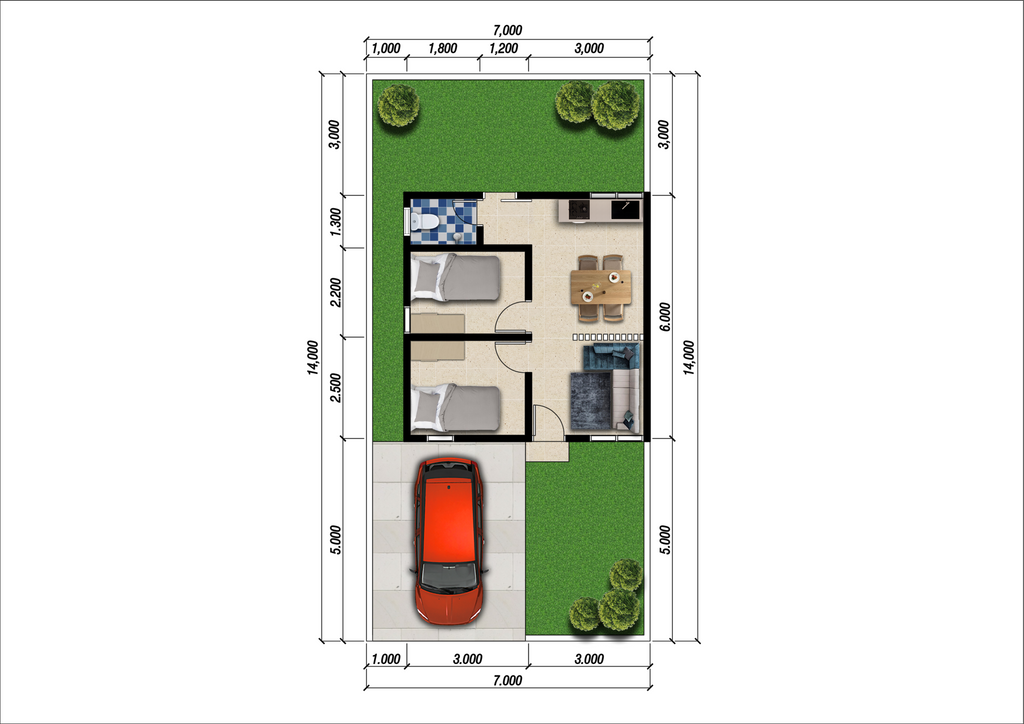 foto denah rumah tipe 36 perumahan DE' GREEN FOREST