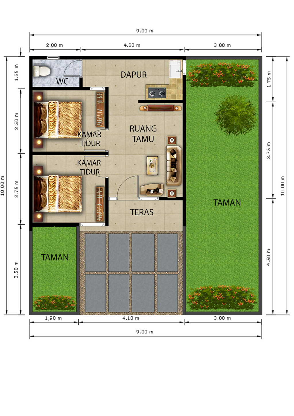 foto denah rumah tipe GRAHA ASRI RESIDENCE 2 (TAHAP 2-2023) perumahan GRAHA ASRI RESIDENCE 2 (TAHAP 2)
