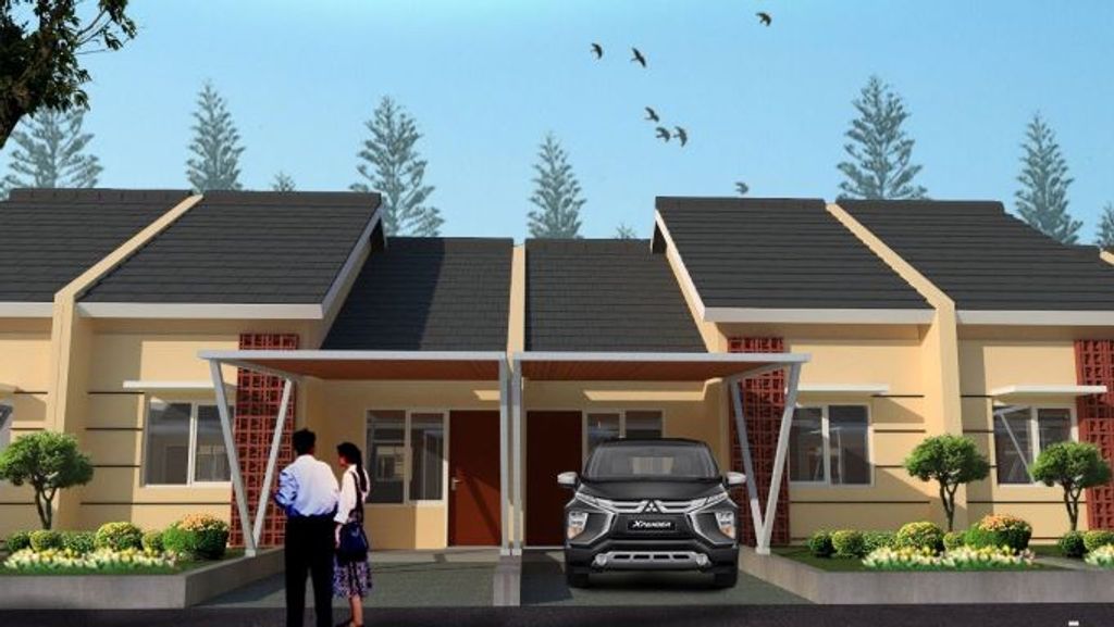 foto tampak rumah tipe 36/60 perumahan Golden Palm Residence