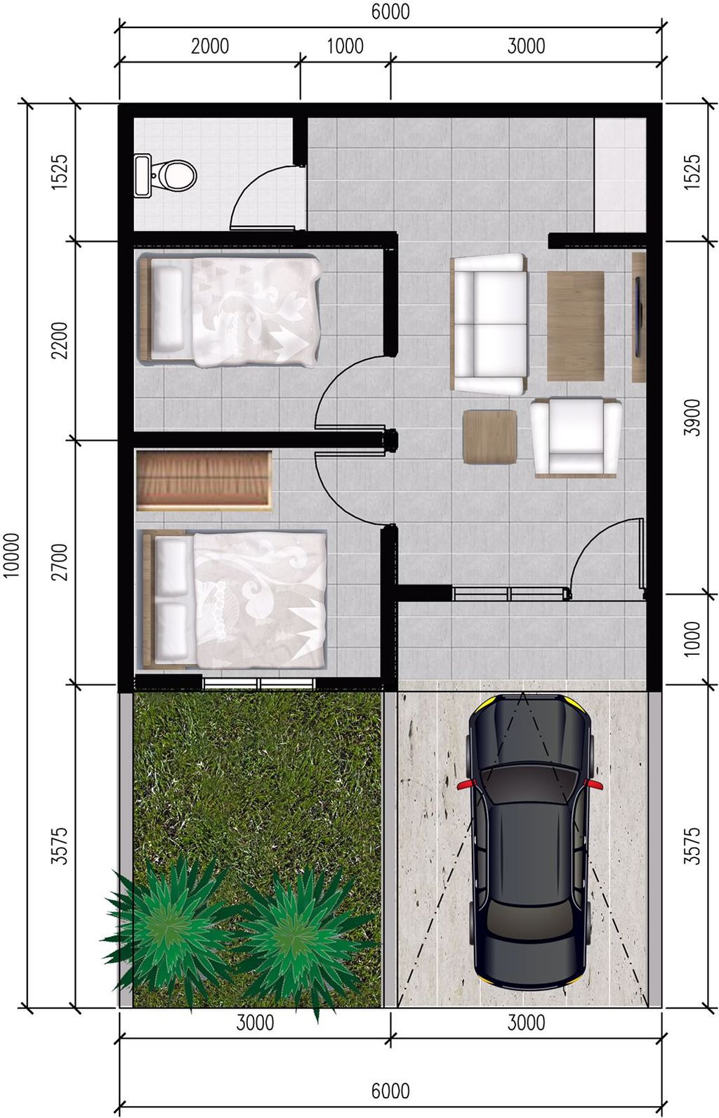 foto denah rumah tipe 36/60 perumahan Golden Palm Residence
