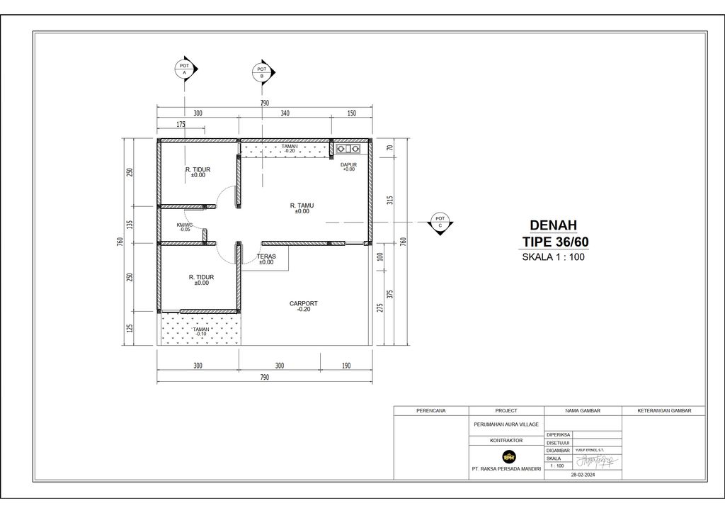 foto denah rumah tipe 36 perumahan AURA VILLAGE