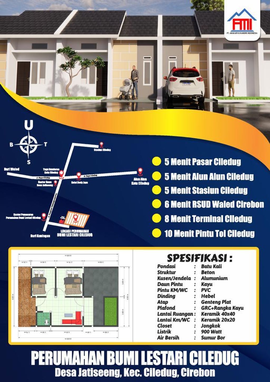 foto denah rumah tipe 36 perumahan BUMI LESTARI CILEDUG
