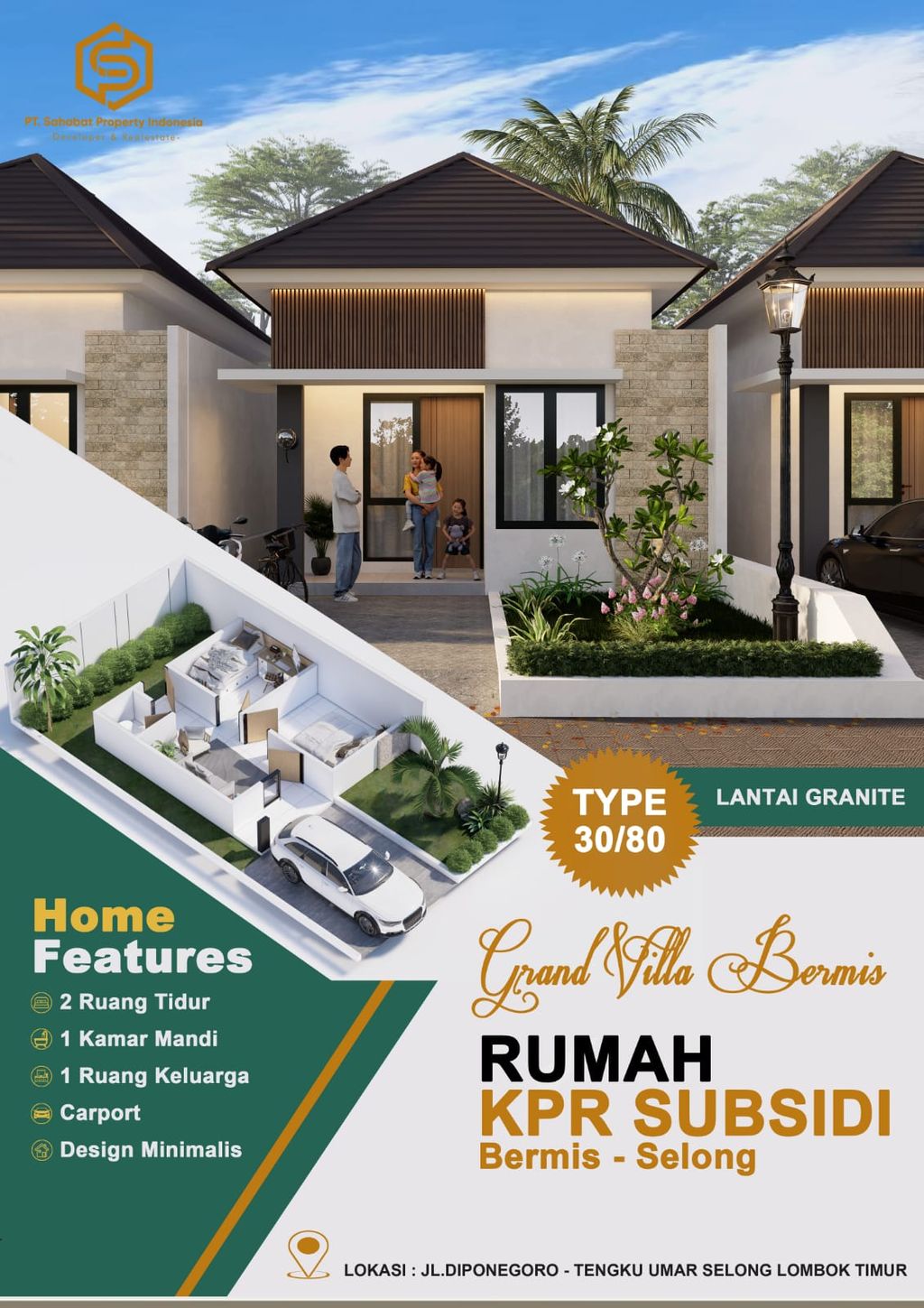 foto tampak rumah tipe 30/80 perumahan GRAND VILLA BERMIS
