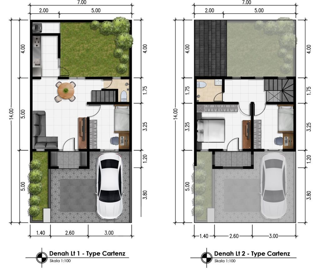 foto denah rumah tipe Cartenz B 84 / 98 perumahan MONTVILLE RESIDENCE