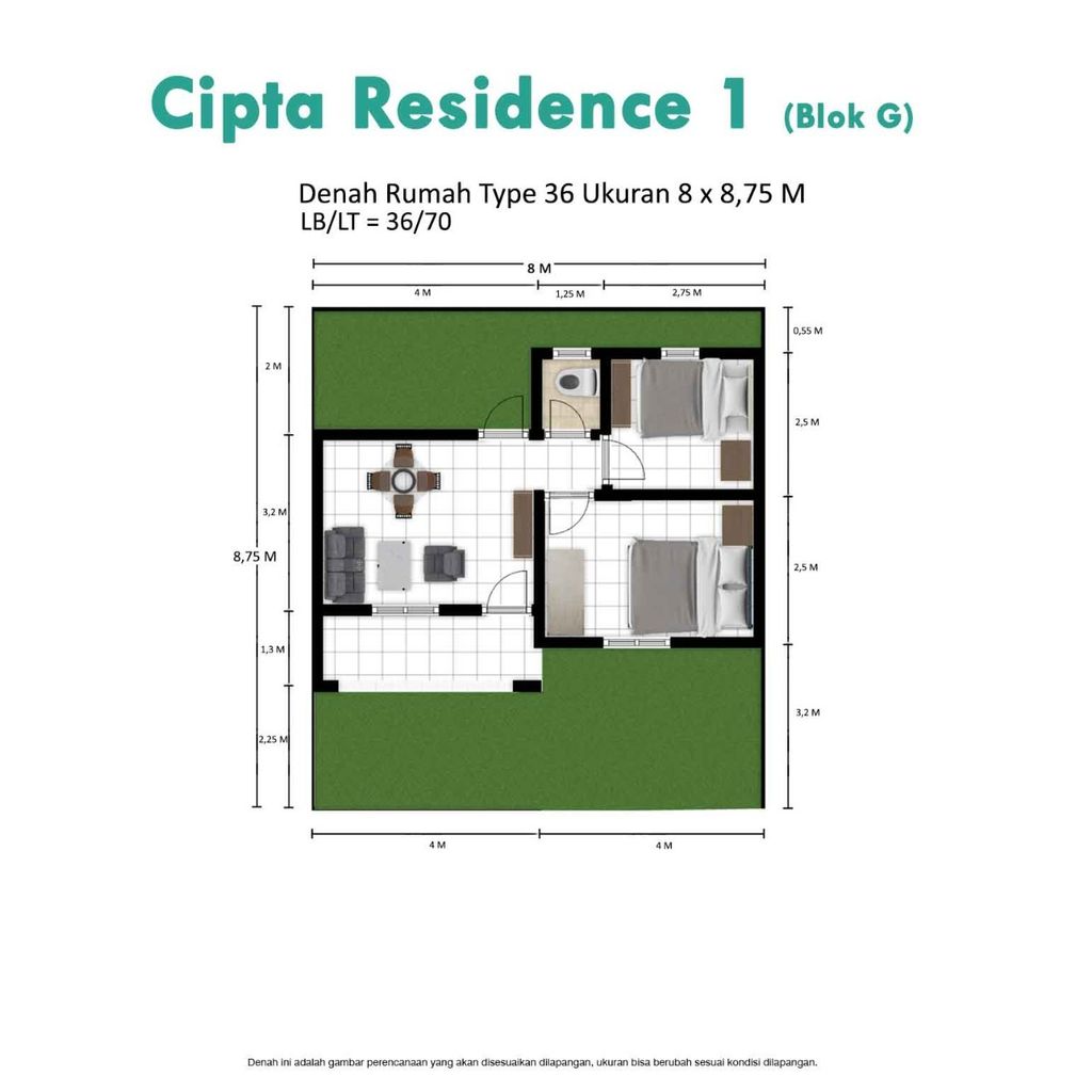 foto denah rumah tipe 36+ perumahan Cipta Residence
