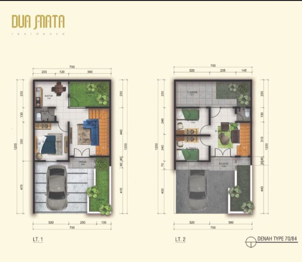 foto denah rumah tipe 75/93 perumahan DUA MATA RESIDENCE