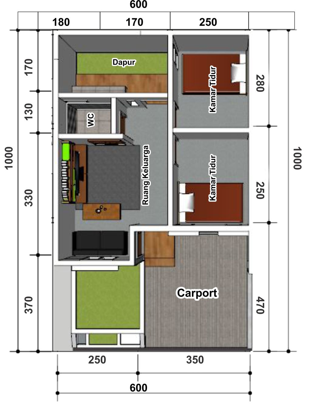 foto denah rumah tipe 34/60 perumahan PESONA SITU GEDE